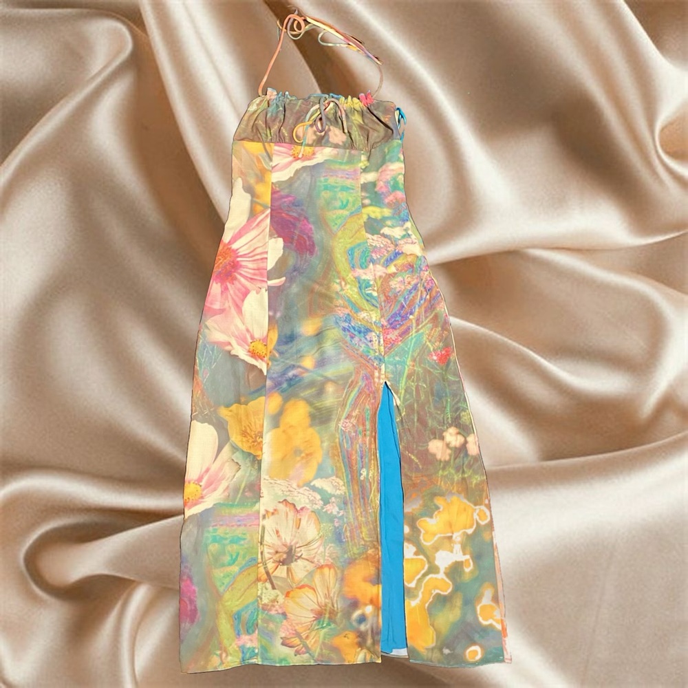 urban outfitters floral april tie-back midi dress